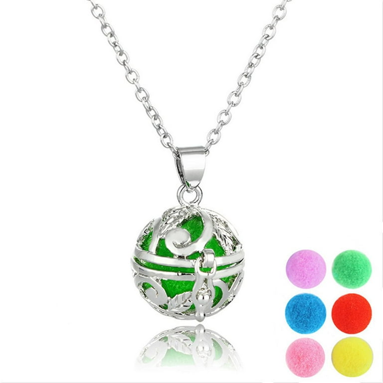 K1246 Alloy Pearl Cage Charm The Life Of Tree Pad Diffuser Locket Necklace 18" 